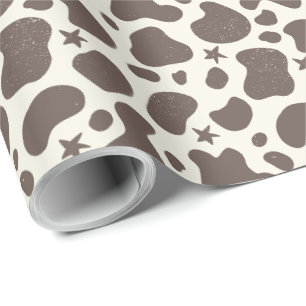 Niedliche Kuhhaut Cowboy Braun Creme Geschenkpapier