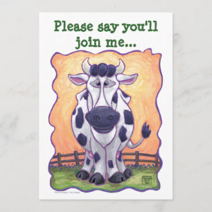 Niedliche Kuhkopf und Schwanz Party Einladung