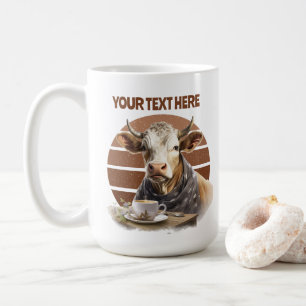 Niedliche Kuhliebhaber fügen Text hinzu Kaffeetasse