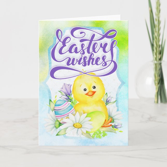 Niedliche Küken - Osterwünsche Feiertagskarte (Vorderseite)