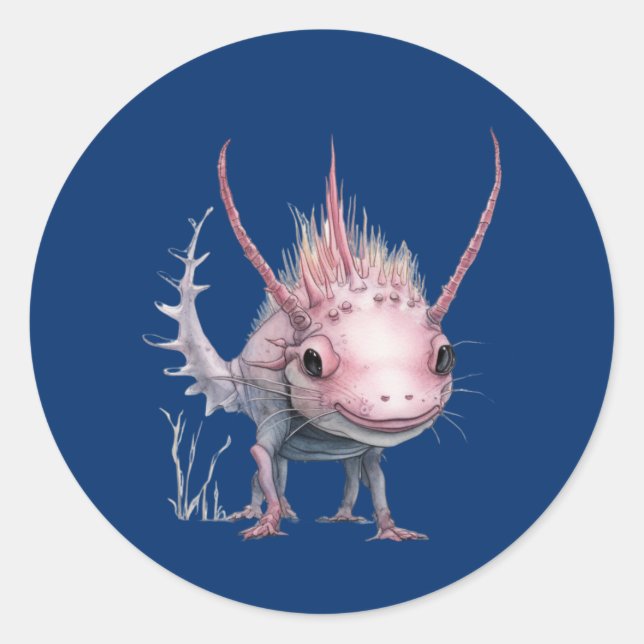 Niedliche Kunst Axolotl Runder Aufkleber (Vorderseite)