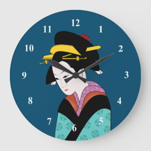 Niedliche Kunst japanischen Geisha Kimono Große Wanduhr