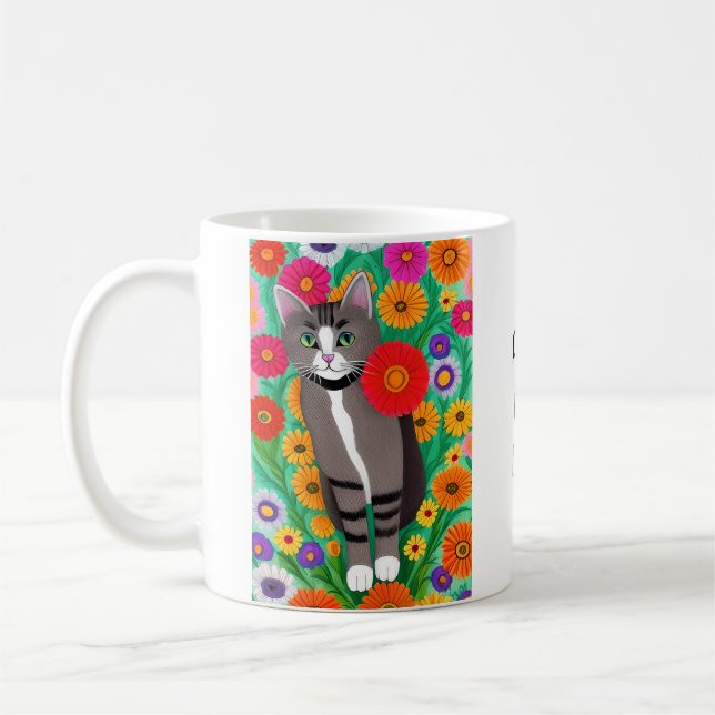 Niedliche Kunst-Katze | Nur ein Mädchen, das Katze Kaffeetasse (Links)