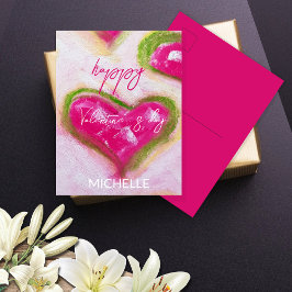 Niedliche künstlerisch-heiße rosa Herzen Postkarte