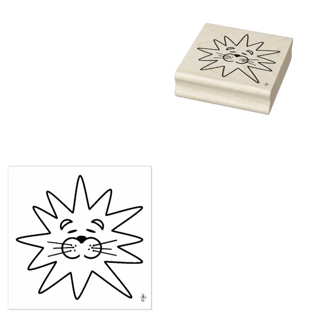 Niedliche künstlerische Lion Face Wood Art Briefma Gummistempel (Stempel)