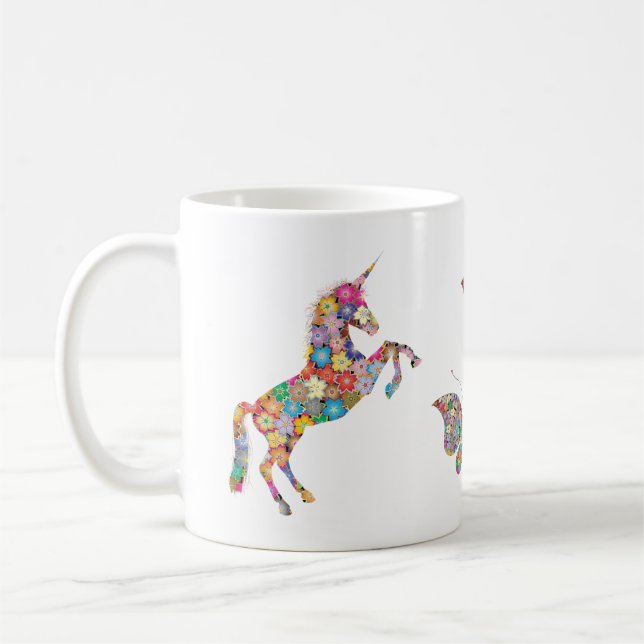 Niedliche künstlerische Unicorn-Schmetterlinge per Kaffeetasse (Links)