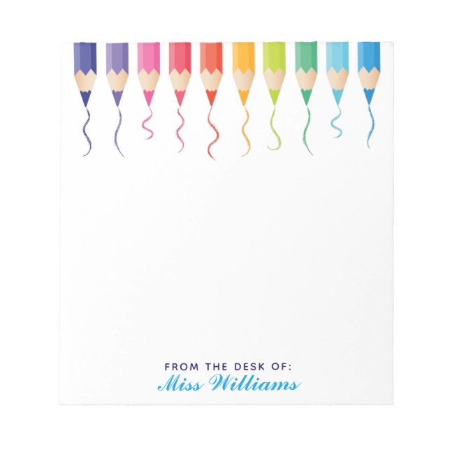 Niedliche Kunstradlehrerin Rainbow Artistic Notizblock (Vorderseite)
