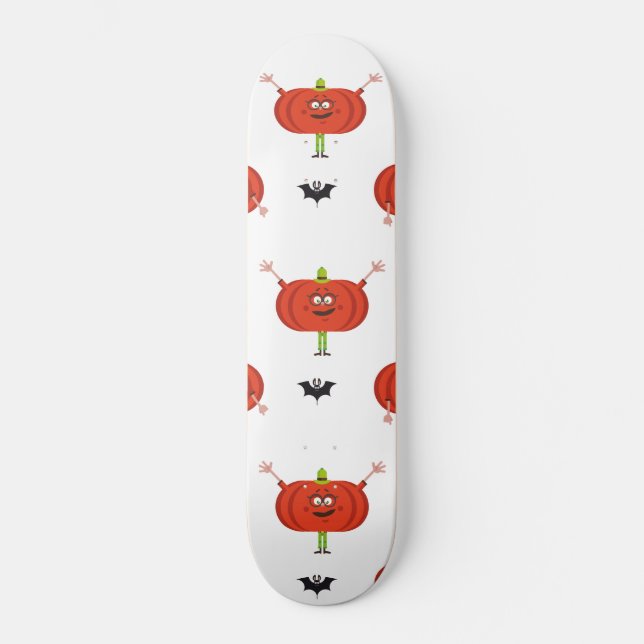 Niedliche Kürbis, Spinne und Fledermausmuster Skateboard (Vorderseite)