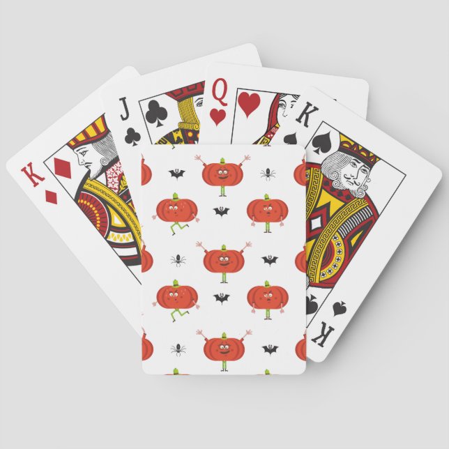 Niedliche Kürbis, Spinne und Fledermausmuster Spielkarten (Rückseite)