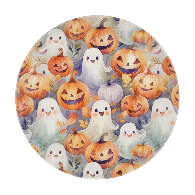 Niedliche Kürbis und Geister Schneidebrett (Vorderseite)