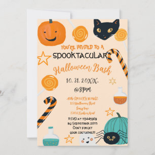 Niedliche Kürbiskatze Kandu Halloween Bash Custom Einladung