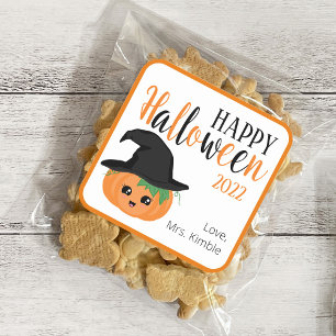 Niedliche Kürbiskeule-Halloween-Aufkleber & Labels Quadratischer Aufkleber