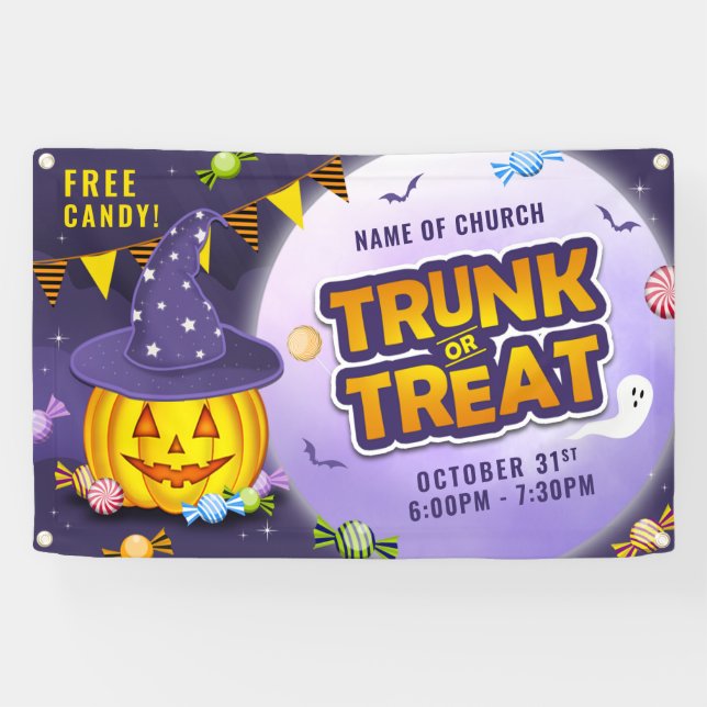 Niedliche Kürbiskrösche Halloween Kandy Trunk oder Banner (Horizontal)