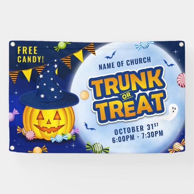 Niedliche Kürbiskrösche Halloween Kandy Trunk oder Banner (Horizontal)