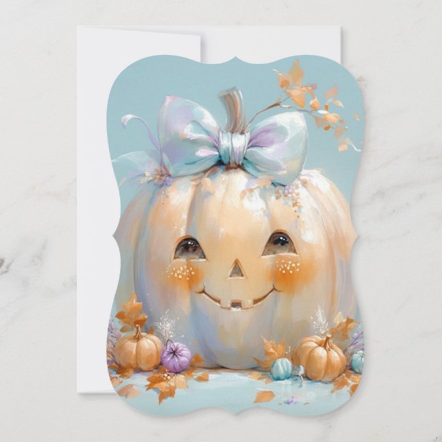 Niedliche Kürbiskugel Halloween-Kinderdusche Einladung (Rückseite)