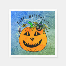 Niedliche Kürbisspinne Hexenzunge Halloween-Party Serviette
