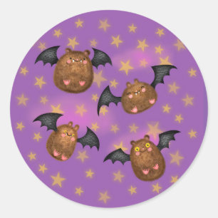 Niedliche, kuschelige Fledermausaufkleber Runder Aufkleber