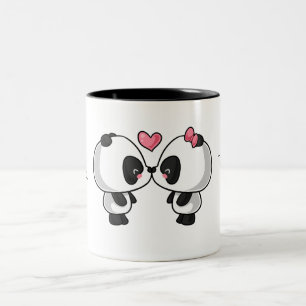 Niedliche küssende Liebe der Panda-I Sie… Zweifarbige Tasse