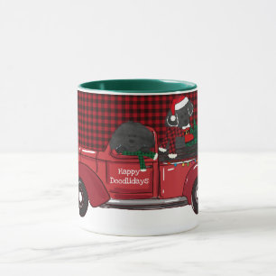 Niedliche Labradoodles Roter Weihnachtswagen Tasse