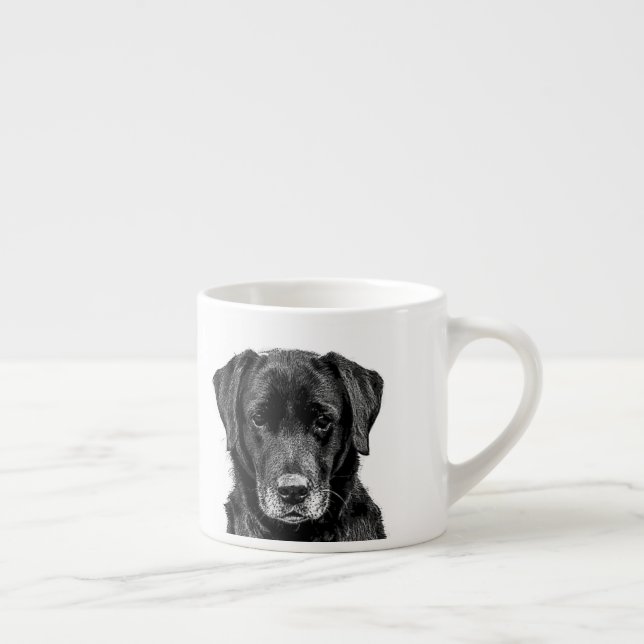 Niedliche Labrador Black Dog Puppy Pet Sketch Espressotasse (Rechts)