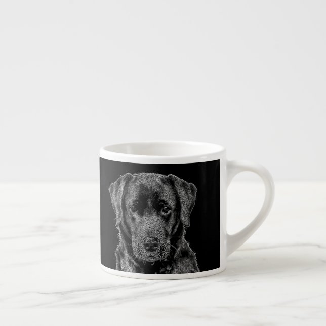 Niedliche Labrador Black Dog Puppy Pet Sketch Espressotasse (Rechts)