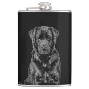 Niedliche Labrador Black Dog Puppy Pet Sketch Flachmann
