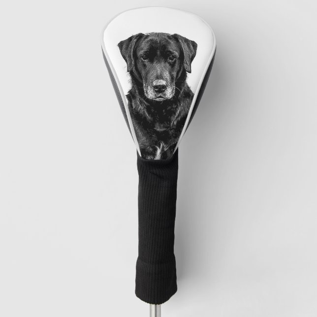 Niedliche Labrador Black Dog Puppy Pet Sketch Golf Headcover (Vorderseite)
