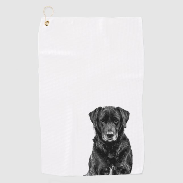 Niedliche Labrador Black Dog Puppy Pet Sketch Golfhandtuch (Vorderseite)