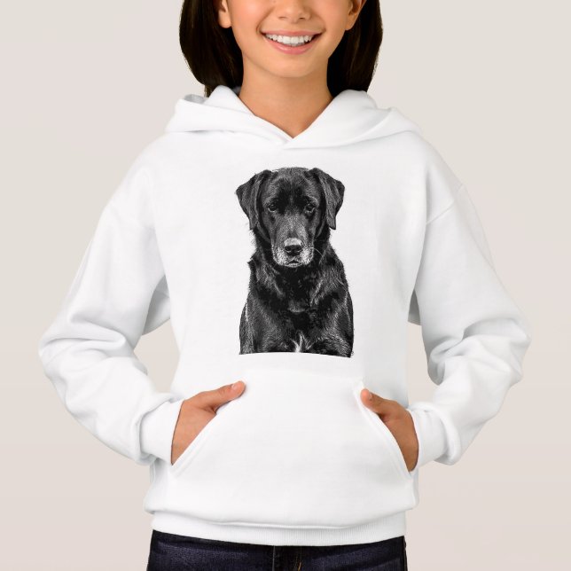 Niedliche Labrador Black Dog Puppy Pet Sketch Hoodie (Vorderseite)