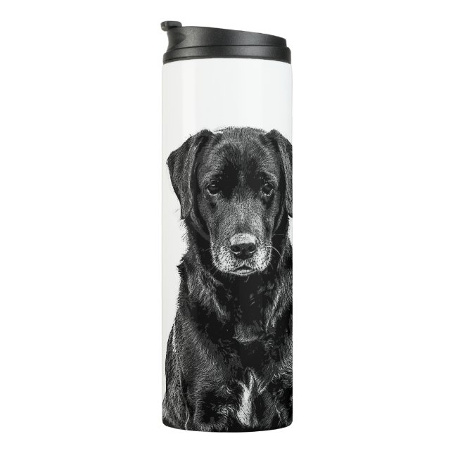 Niedliche Labrador Black Dog Puppy Pet Sketch Thermosbecher (Nach rechts gedreht)