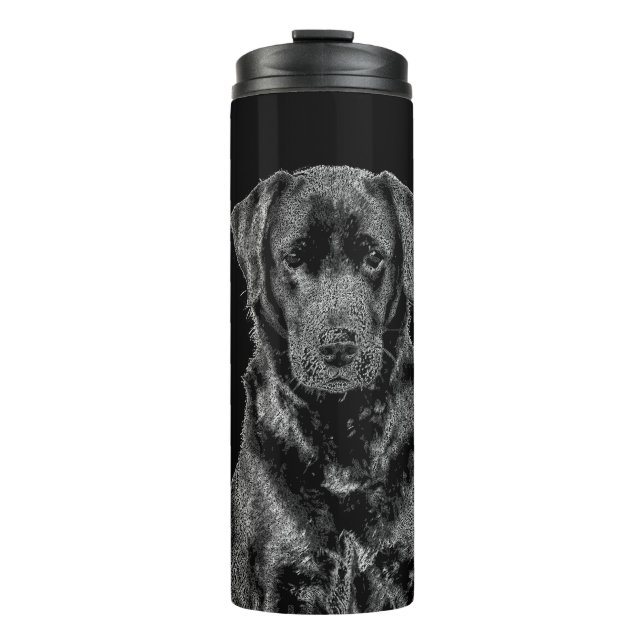 Niedliche Labrador Black Dog Puppy Pet Sketch Thermosbecher (Vorderseite)