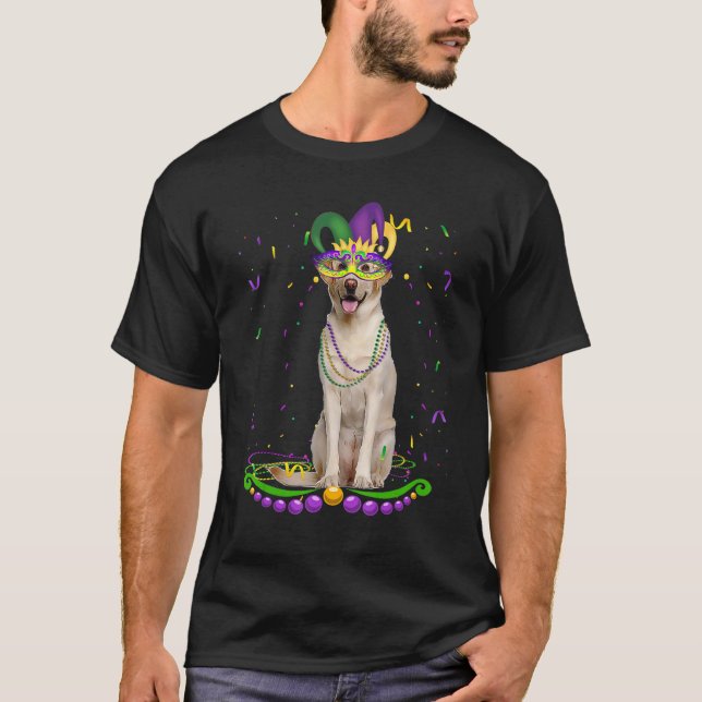 Niedliche Labrador-Karnevalsmaske Mardi Gras Dog T-Shirt (Vorderseite)