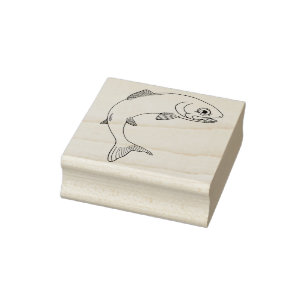Niedliche lächelnde Forelle-Fisch-Gummi-Briefmark Gummistempel