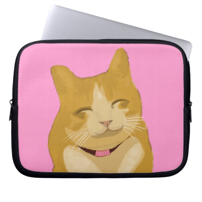 Niedliche lächelnde Katze Laptopschutzhülle (Vorderseite)
