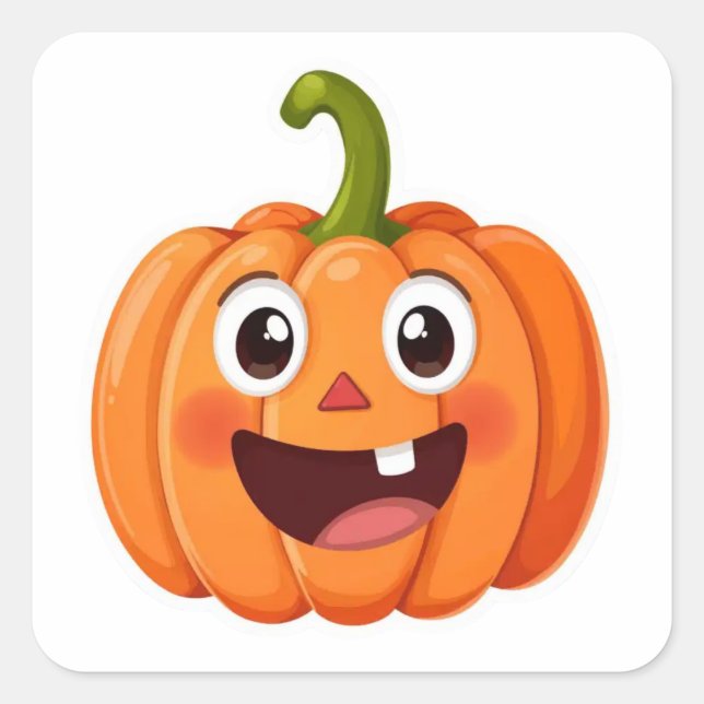 Niedliche Lächelnde Pumpkin Face Halloween Sticker (Vorderseite)