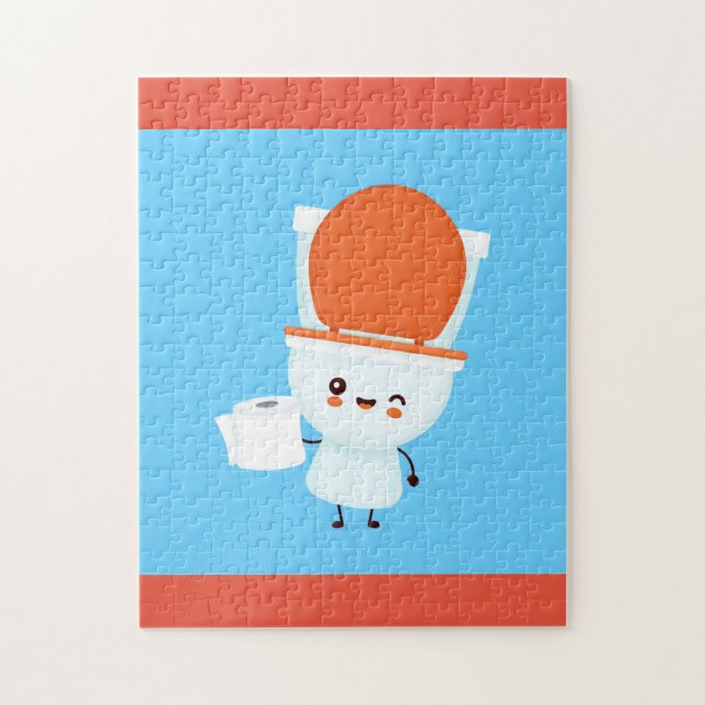 Niedliche, lächelnde Schüssel und Toilettenpapier Puzzle (Vertikal)