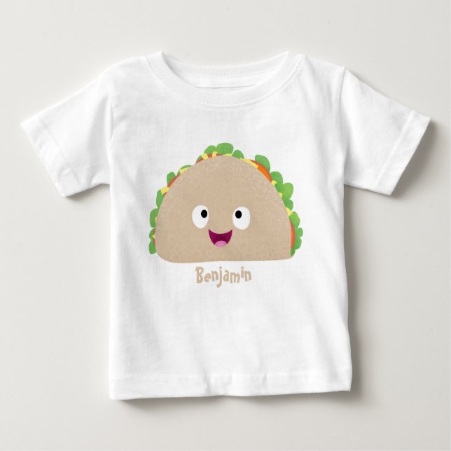 Niedliche Lächelnde Taco-Cartoon-Illustration Baby T-shirt (Vorderseite)