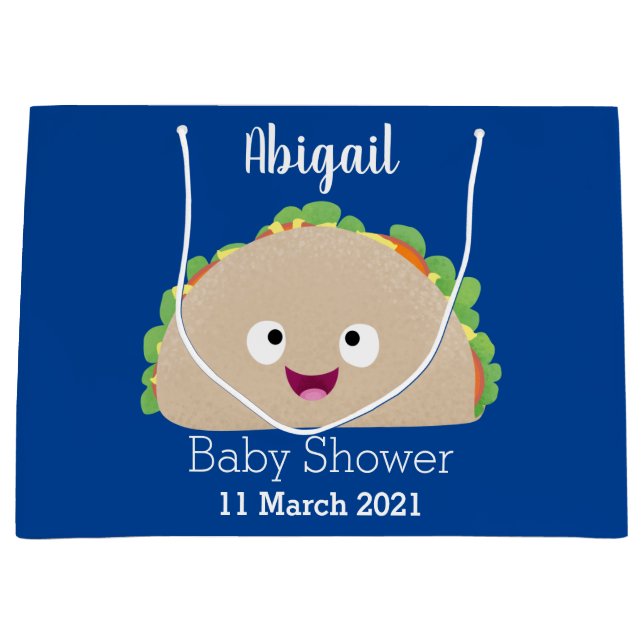 Niedliche Lächelnde Taco-Cartoon-Illustration Große Geschenktüte (Vorderseite)