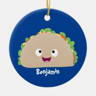Niedliche Lächelnde Taco-Cartoon-Illustration Keramik Ornament