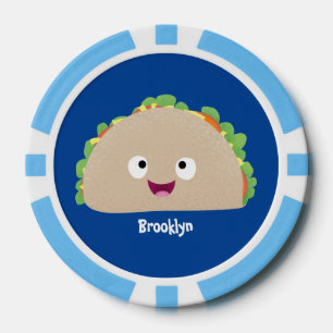 Niedliche Lächelnde Taco-Cartoon-Illustration Pokerchips