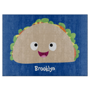 Niedliche Lächelnde Taco-Cartoon-Illustration Schneidebrett