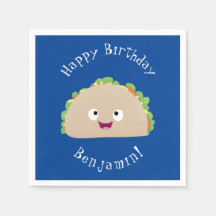 Niedliche Lächelnde Taco-Cartoon-Illustration Serviette
