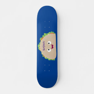 Niedliche Lächelnde Taco-Cartoon-Illustration Skateboard