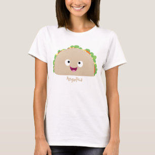 Niedliche Lächelnde Taco-Cartoon-Illustration T-Shirt