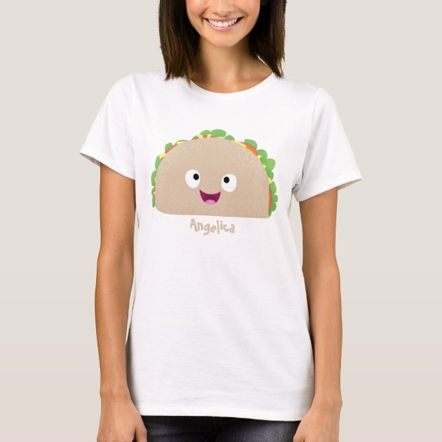 Niedliche Lächelnde Taco-Cartoon-Illustration T-Shirt (Vorderseite)