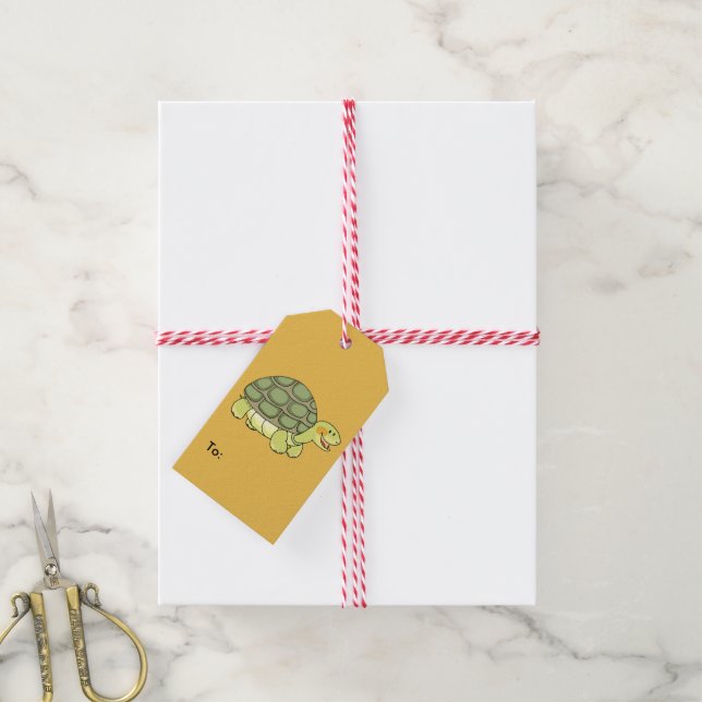 niedliche Lächelschildkröte Geschenkanhänger (Mit Garn)