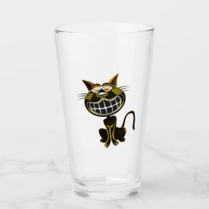 NIEDLICHE LACHTUNG, SCHWARZ UND HELL GELB, CAT GLAS