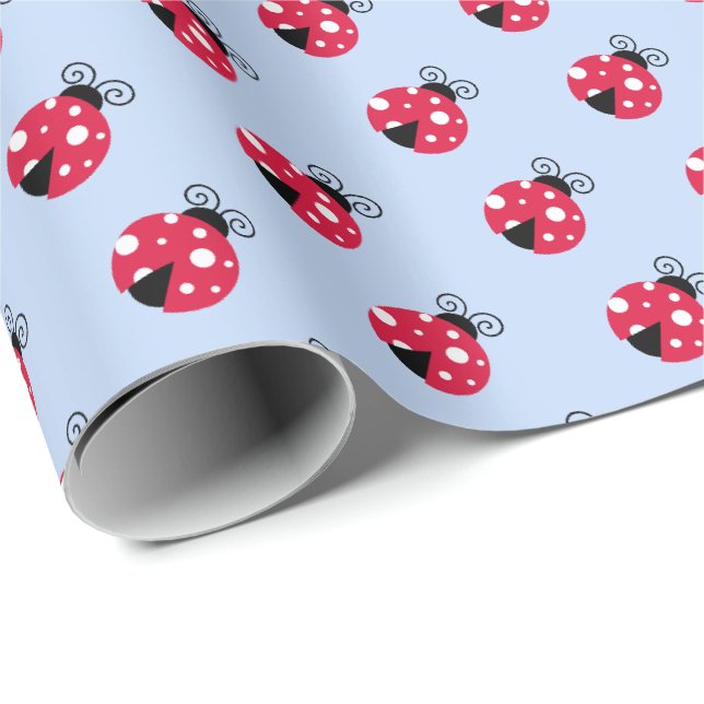 Niedliche Lady Bug Geschenkpapier Periwinkle (Rolleneckpunkt)