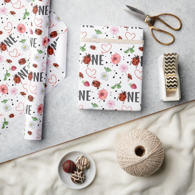 Niedliche Lady Bugs Geschenk 1. Geburtstag Geschenkpapier (Kunsthandwerk)