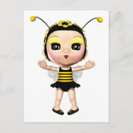 Niedliche Lady Bumblebee Fairy Doll 2 Postkarte